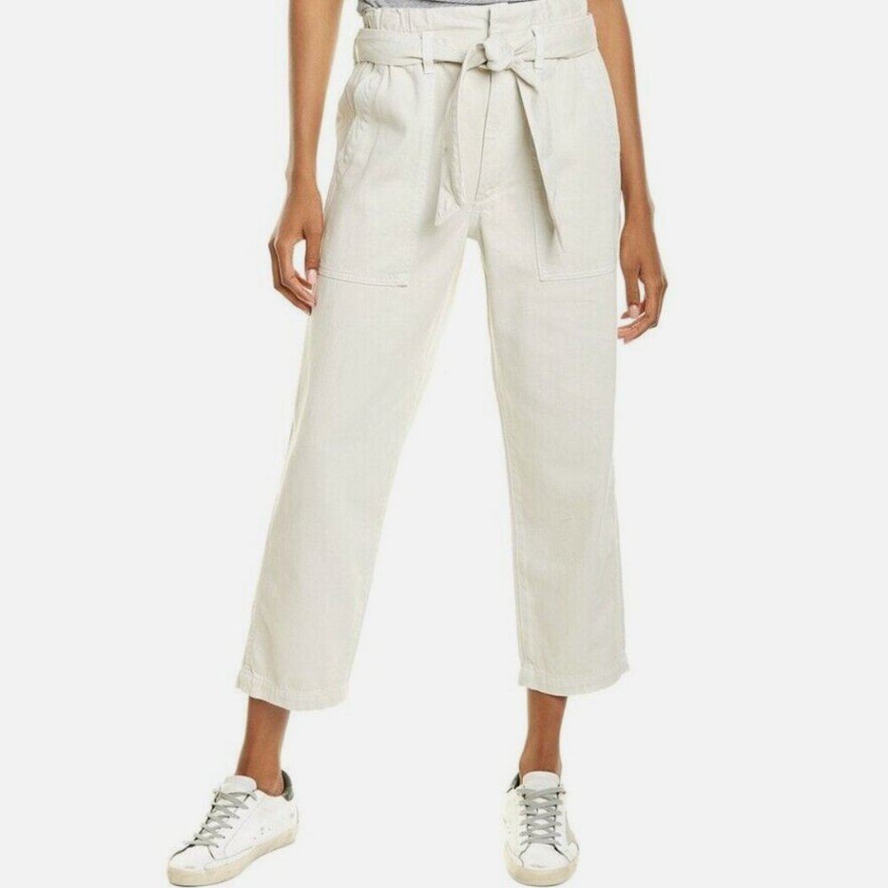 AMO Paperbag Pant Vintage White Cropped Baggy Made in USA Size 25